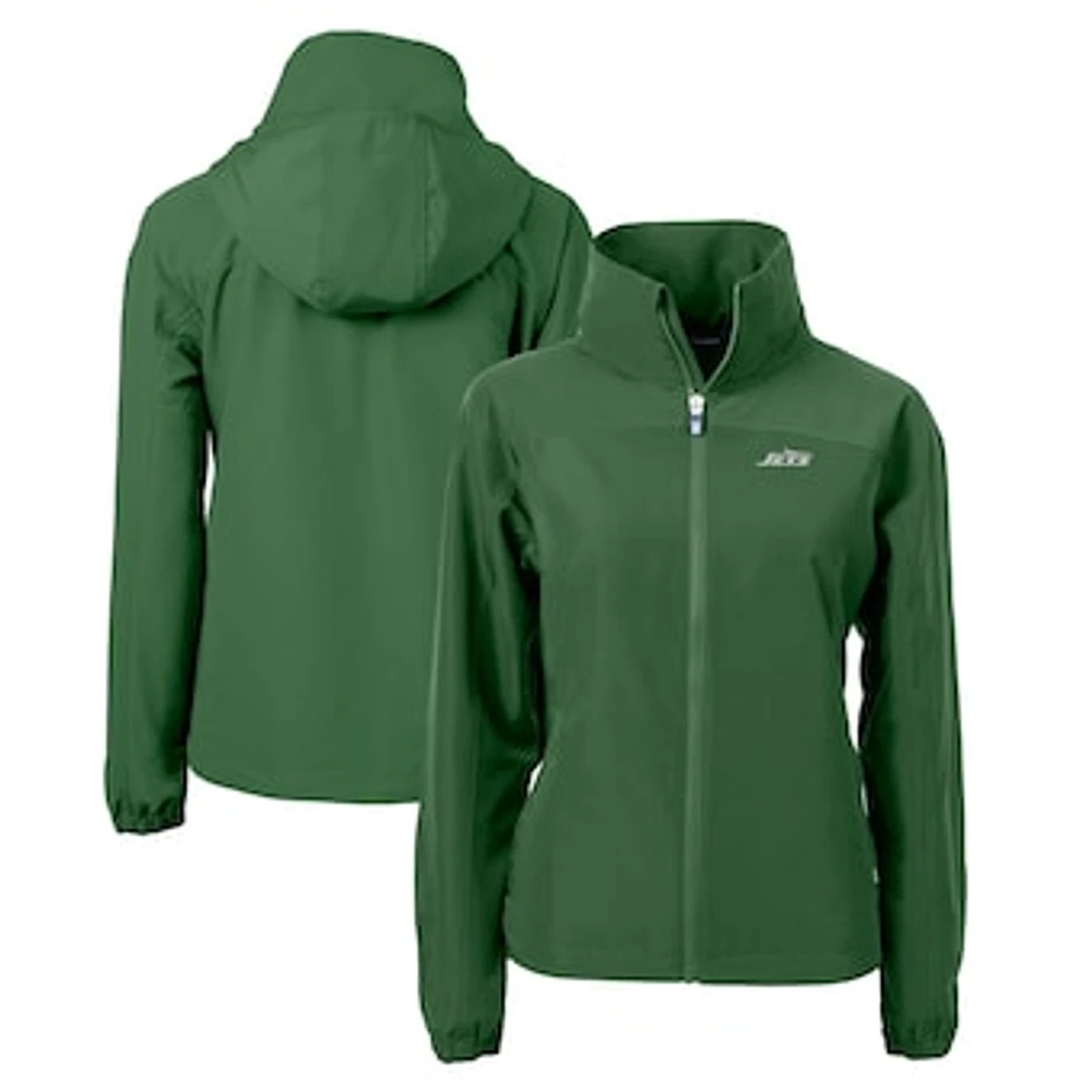 Women's Cutter & Buck Hunter Green New York Jets Primary Logo Charter Eco Recycled Full-Zip Jacket