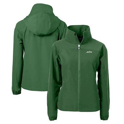 Women's Cutter & Buck Hunter Green New York Jets Primary Logo Charter Eco Recycled Full-Zip Jacket