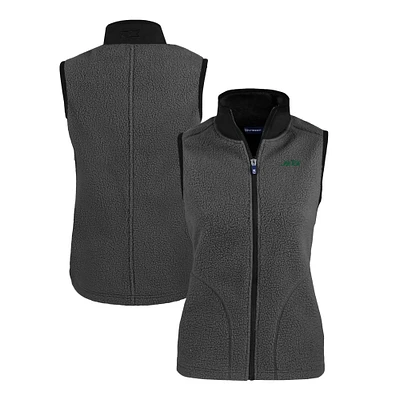 Women's Cutter & Buck Gray New York Jets Primary Logo Cascade Eco Sherpa Fleece Full-Zip Vest