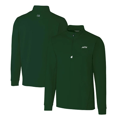 Men's Cutter & Buck Hunter Green New York Jets Primary Logo Traverse Stretch Quarter-Zip Top