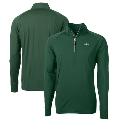Men's Cutter & Buck Hunter Green New York Jets Primary Logo Adapt Eco Knit Stretch Recycled Quarter-Zip Top