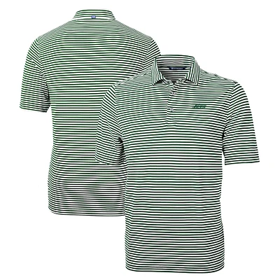 Men's Cutter & Buck Hunter Green New York Jets Primary Logo Virtue Eco Pique Stripe Recycled Polo