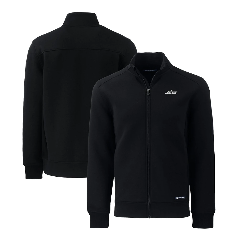 Men's Cutter & Buck Black New York Jets Monochromatic Logo Roam Eco Recycled Full-Zip Sweatshirt