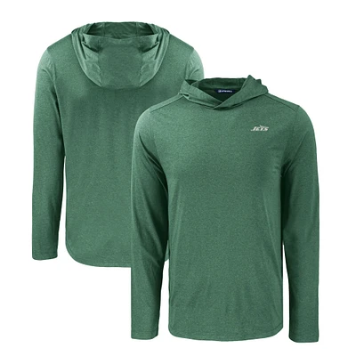 Men's Cutter & Buck Hunter Green New York Jets Primary Logo Coastline Epic Comfort Eco Recycled Long Sleeve Hoodie T-Shirt