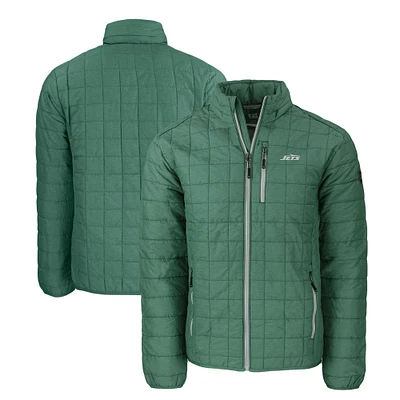 Men's Cutter & Buck Hunter Green New York Jets Primary Logo Rainier PrimaLoft Eco Insulated Full-Zip Puffer Jacket