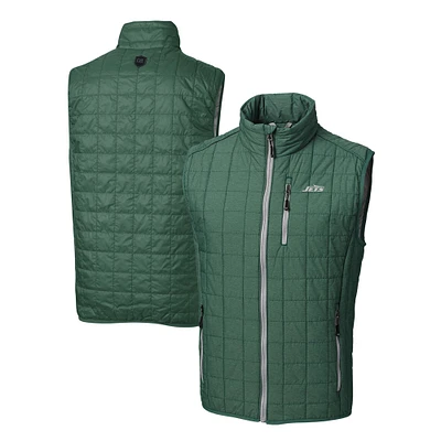 Men's Cutter & Buck Hunter Green New York Jets Primary Logo Rainier PrimaLoft Eco Insulated Full-Zip Puffer Vest