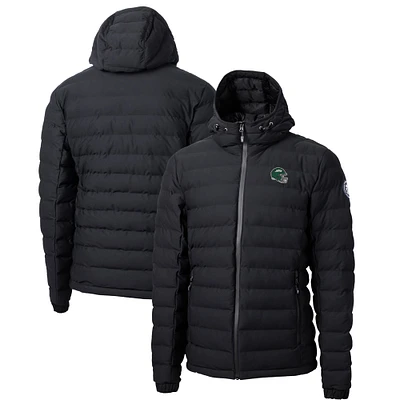 Men's Cutter & Buck Black New York Jets Helmet Mission Ridge Repreve Eco Insulated Puffer Full-Zip Hoodie Jacket
