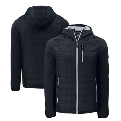 Men's Cutter & Buck Black New York Jets Primary Logo Rainier PrimaLoft Eco Full-Zip Hybrid Jacket