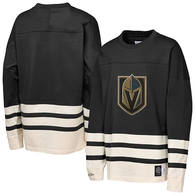 Youth Mitchell & Ness Black Vegas Golden Knights Chainstitch Heavyweight Long Sleeve Top