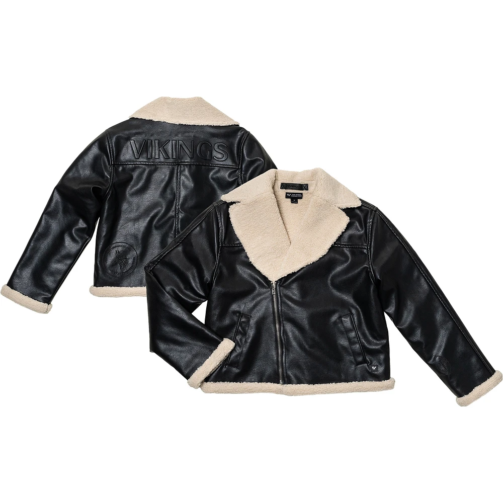 Unisex The Wild Collective Black Minnesota Vikings The Vikings International Collection designed by Leah and Chelsea Full-Zip Shearing Jacket