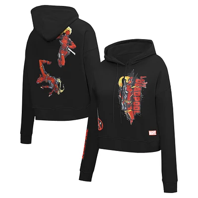 Women's Freeze Max Black Lady Deadpool Cropped Pullover Hoodie