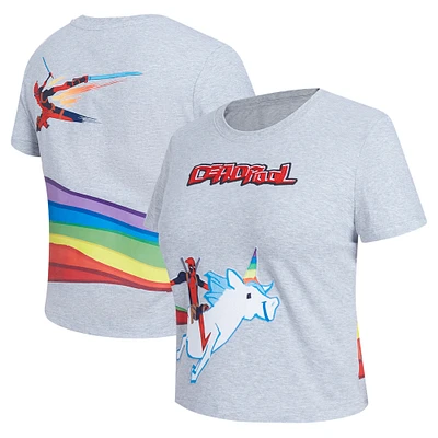 Women's Freeze Max Heather Gray Deadpool Rainbow Baby Doll T-Shirt