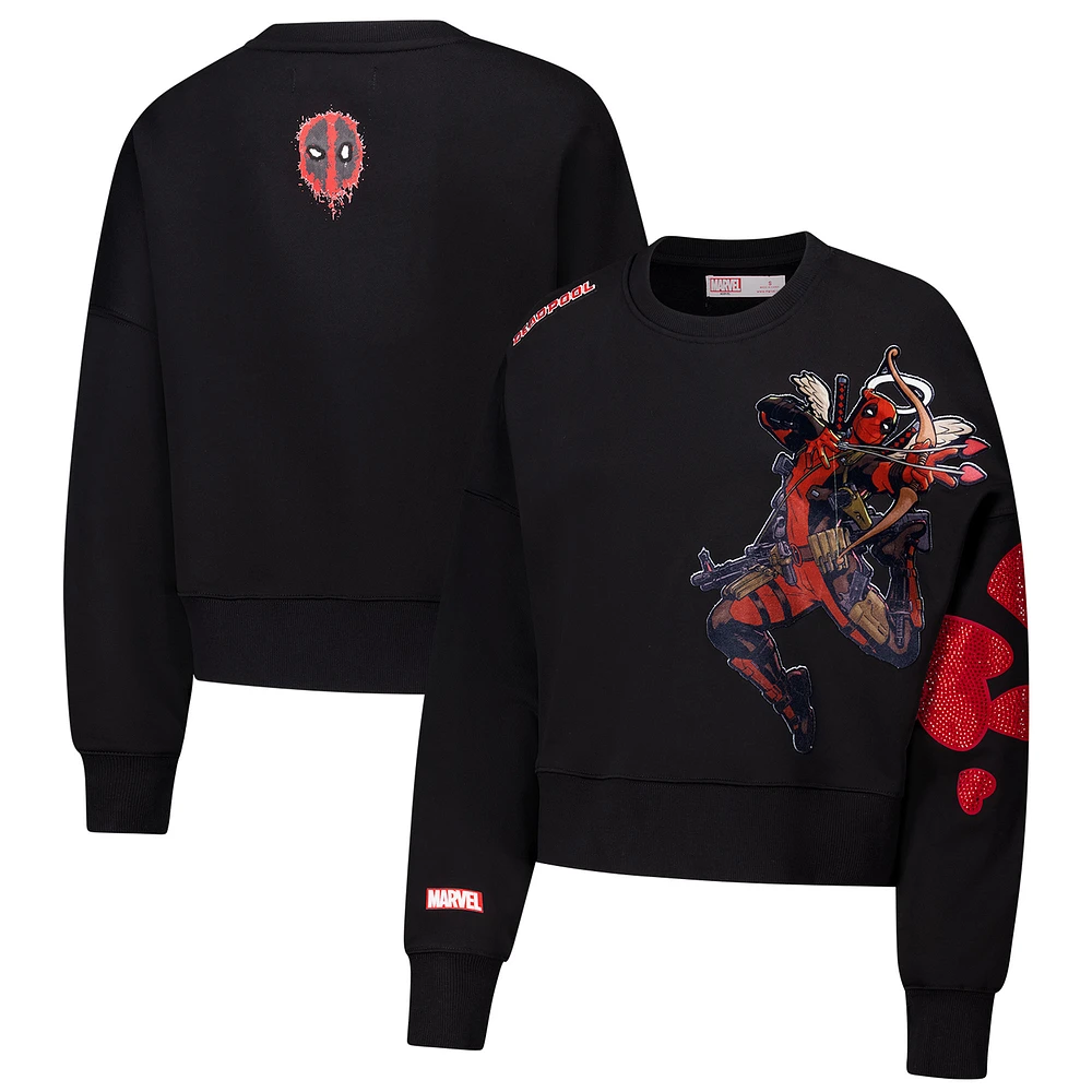 Women's Freeze Max Black Deadpool Comic Panel Loose Fit Pullover Sweatshirt