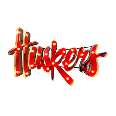 Imperial Nebraska Huskers Logo Lighted Recycled Metal Sign