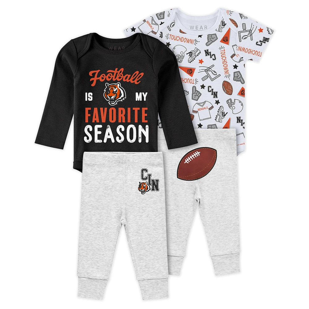 Newborn & Infant WEAR by Erin Andrews Cincinnati Bengals Three-Piece Turn Me Around Bodysuits & Pant Set