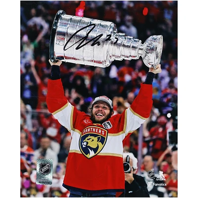 Carter Verhaeghe Florida Panthers Autographed 2024 Stanley Cup Champions 8" x 10" Raising Cup Photograph