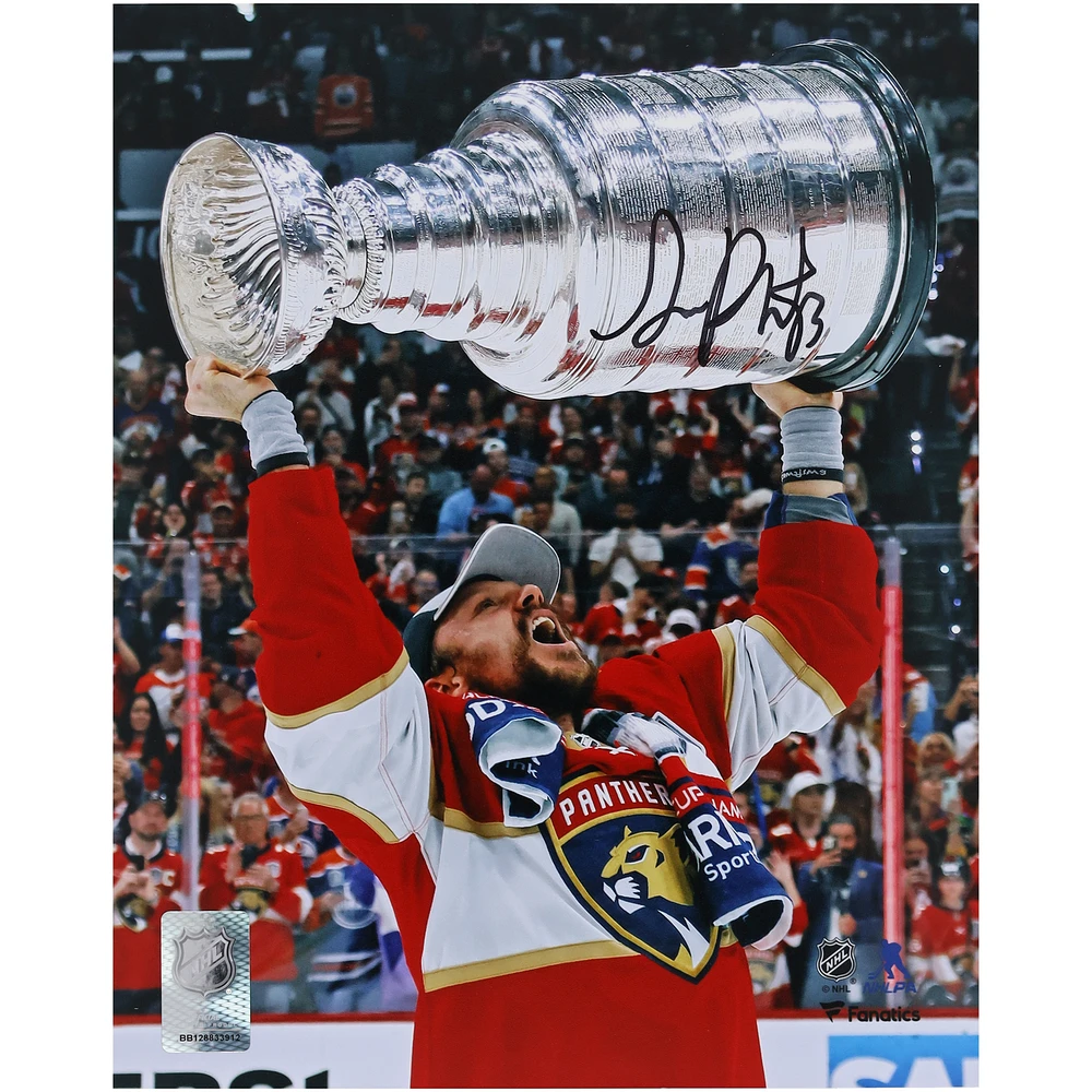 Sam Reinhart Florida Panthers Autographed 2024 Stanley Cup Champions 8" x 10" Raising Cup Photograph