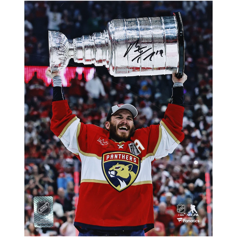 Matthew Tkachuk Florida Panthers Autographed 2024 Stanley Cup Champions 8" x 10" Raising Cup Photograph