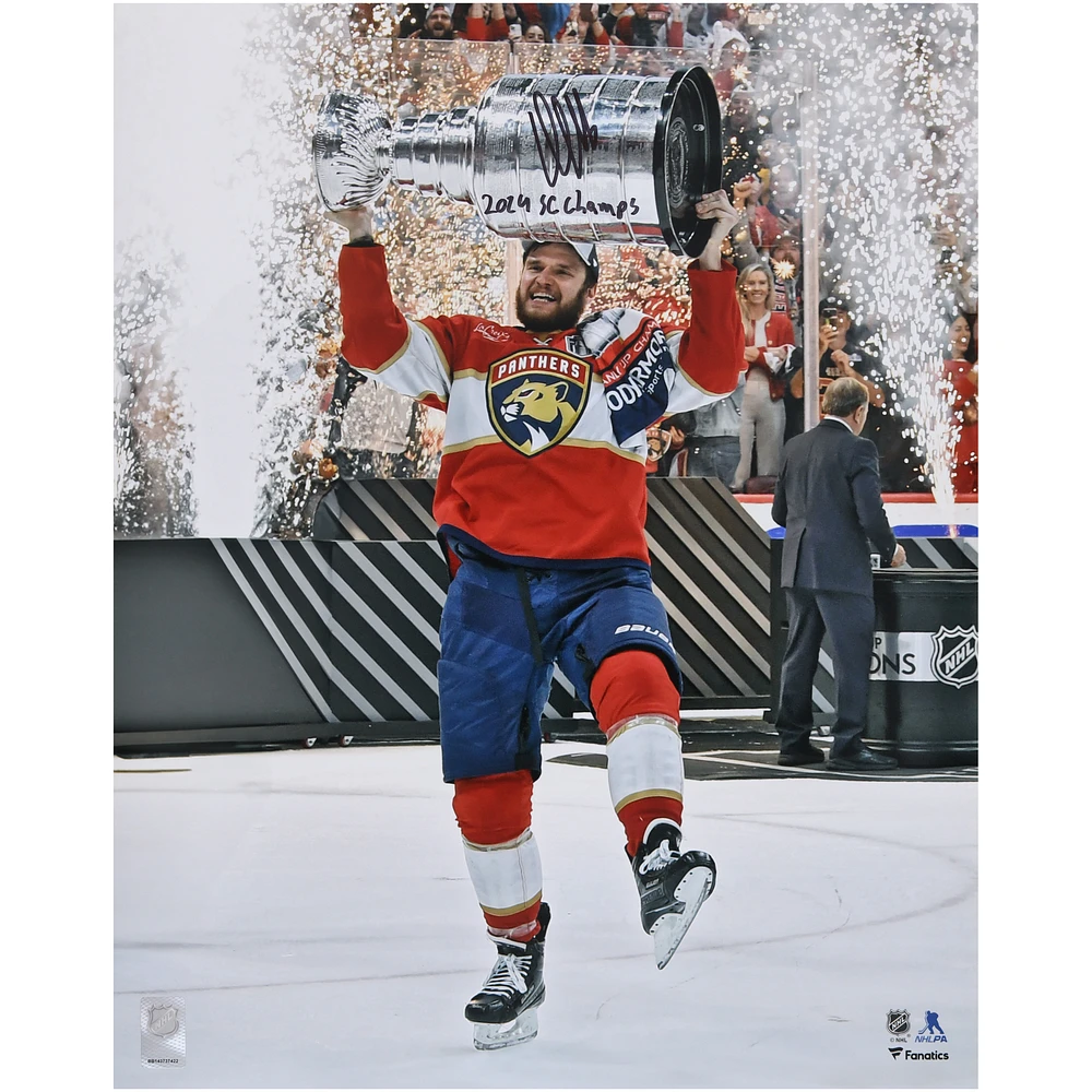 Aleksander Barkov Florida Panthers Autographed 2024 Stanley Cup Champions 16" x 20" Raising Cup Photograph with "2024 SC Champs" Inscription