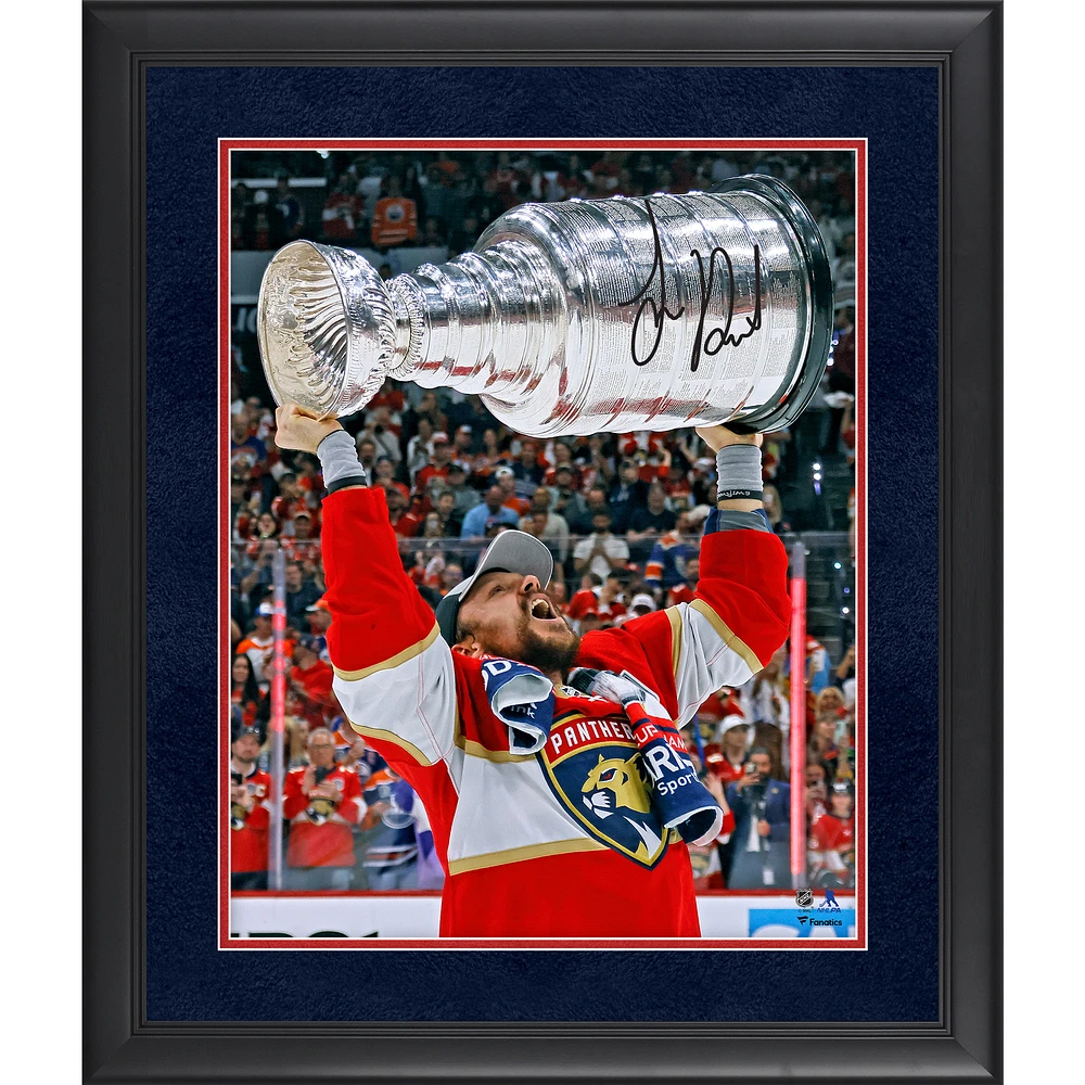 Sam Reinhart Florida Panthers Autographed 2024 Stanley Cup Champions Framed 16" x 20" Raising Cup Photograph