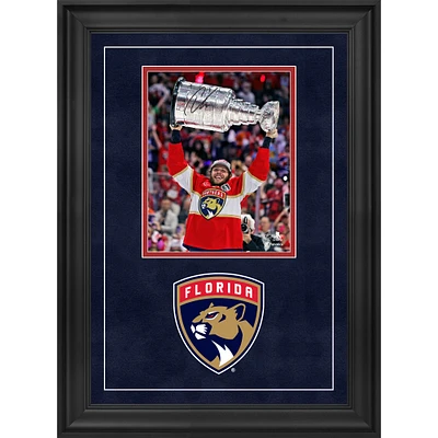 Carter Verhaeghe Florida Panthers Autographed 2024 Stanley Cup Champions Deluxe Framed 8" x 10" Raising Cup Photograph