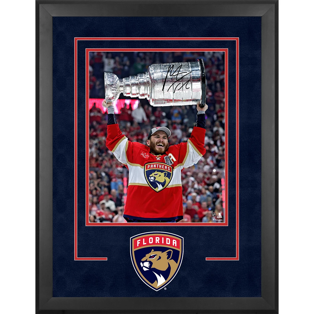 Matthew Tkachuk Florida Panthers Autographed 2024 Stanley Cup Champions Deluxe Framed 16" x 20" Raising Cup Photograph