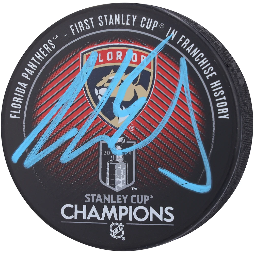 Aaron Ekblad Florida Panthers Autographed 2024 Stanley Cup Champions Hockey Puck