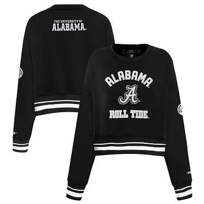 Women's Pro Standard Black Alabama Crimson Tide Pearl Cropped Pullover Sweatshirt
