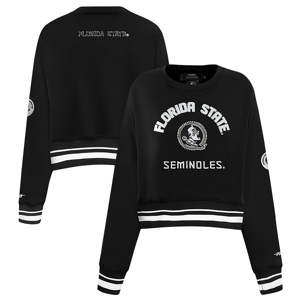 Women's Pro Standard Black Florida State Seminoles Pearl Cropped Pullover Sweatshirt
