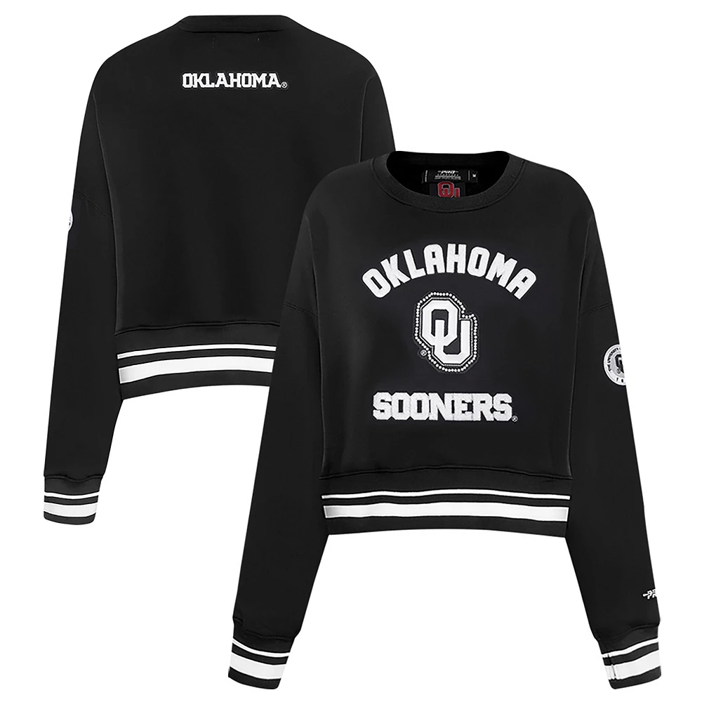 Women's Pro Standard Black Oklahoma Sooners Pearl Cropped Pullover Sweatshirt