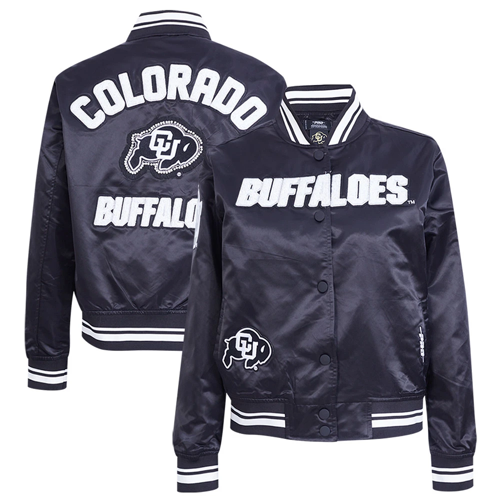 Women's Pro Standard Black Colorado Buffaloes Satin Pearl Full-Snap Jacket