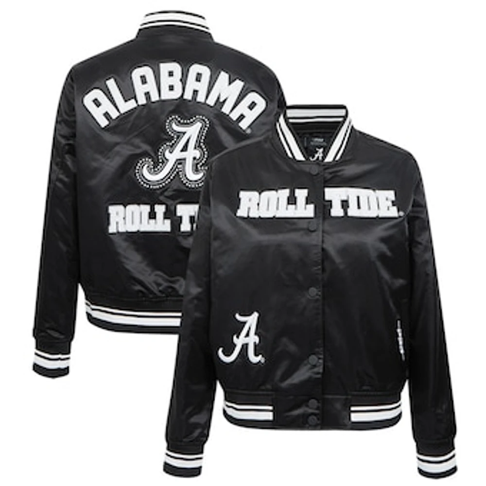 Women's Pro Standard Black Alabama Crimson Tide Satin Pearl Full-Snap Jacket