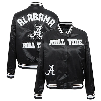 Women's Pro Standard Black Alabama Crimson Tide Satin Pearl Full-Snap Jacket