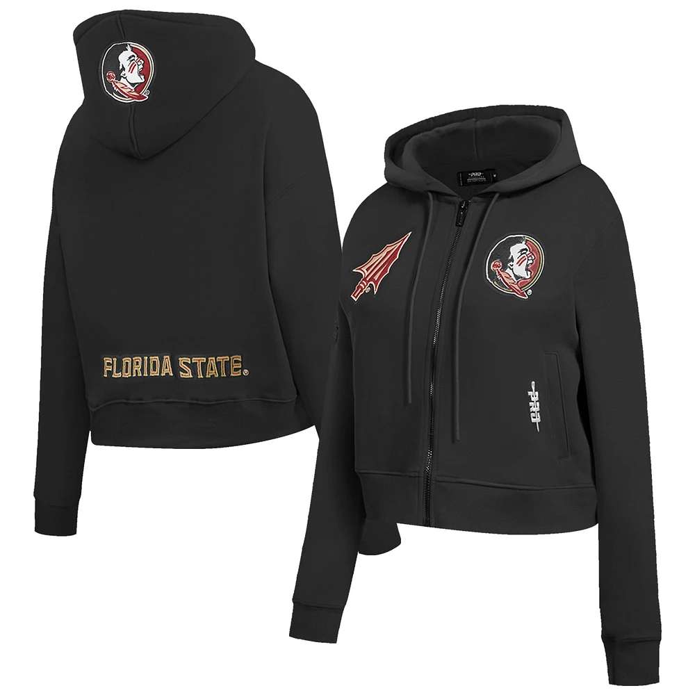 Women's Pro Standard Black Florida State Seminoles Game Day Sequin Full-Zip Hooded Jacket