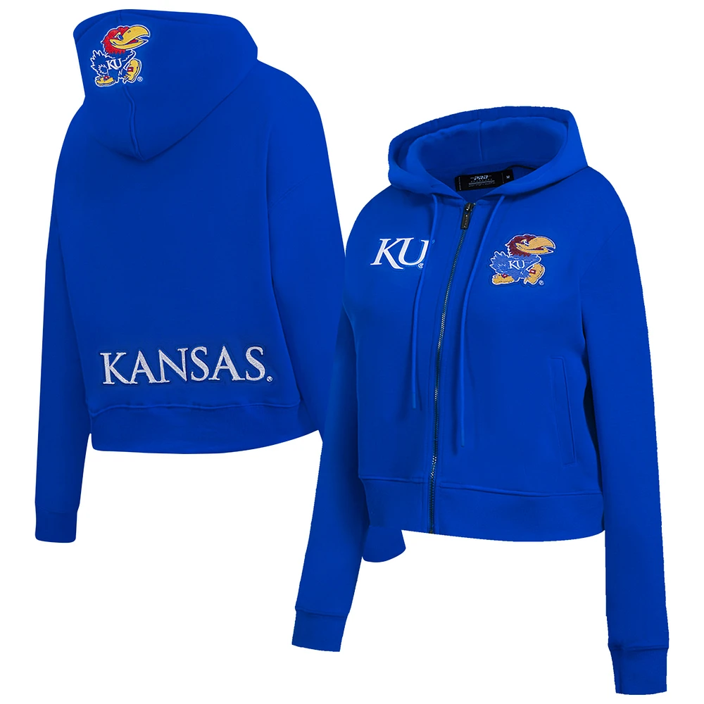 Women's Pro Standard Royal Kansas Jayhawks Game Day Sequin Full-Zip Hooded Jacket