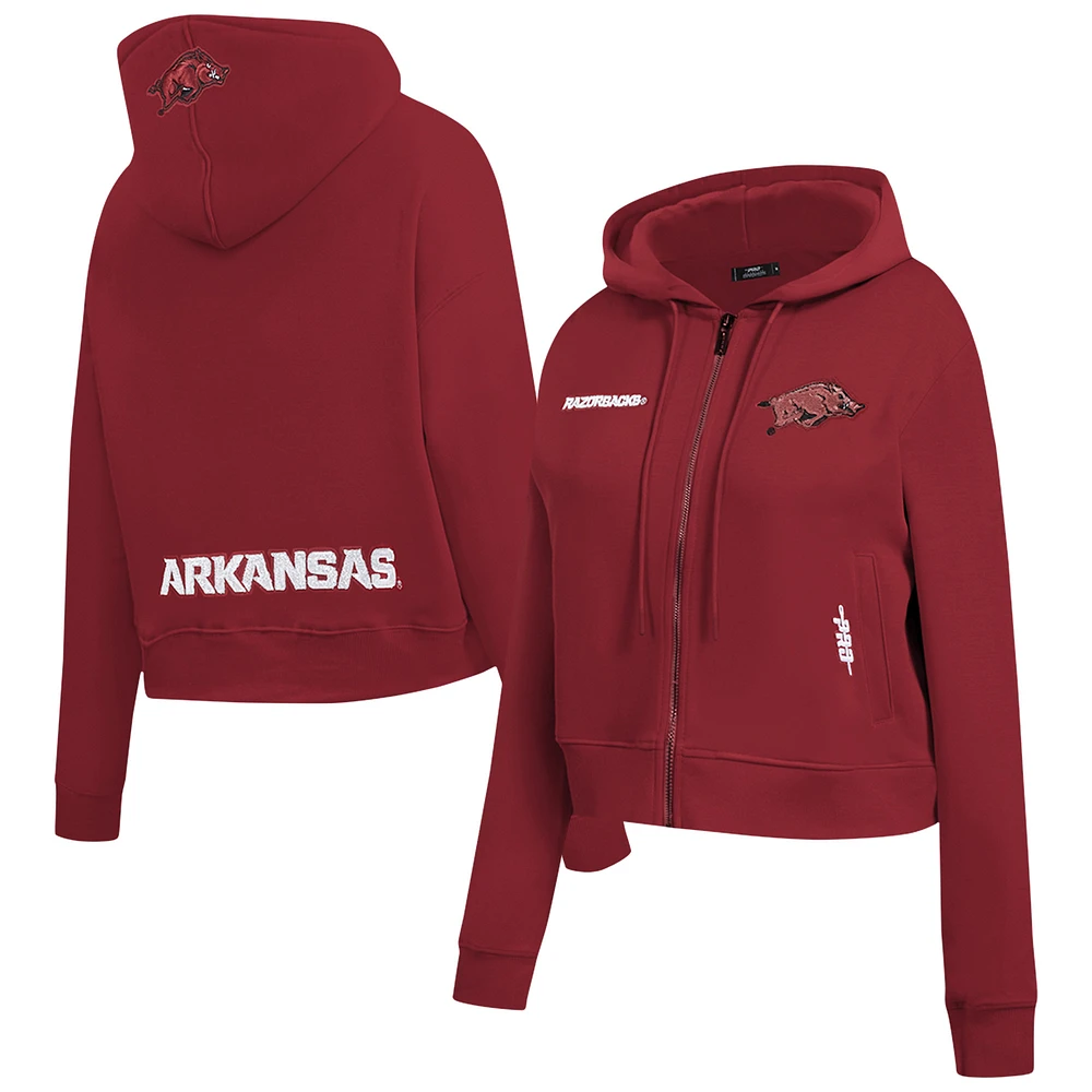 Women's Pro Standard Cardinal Arkansas Razorbacks Game Day Sequin Full-Zip Hooded Jacket