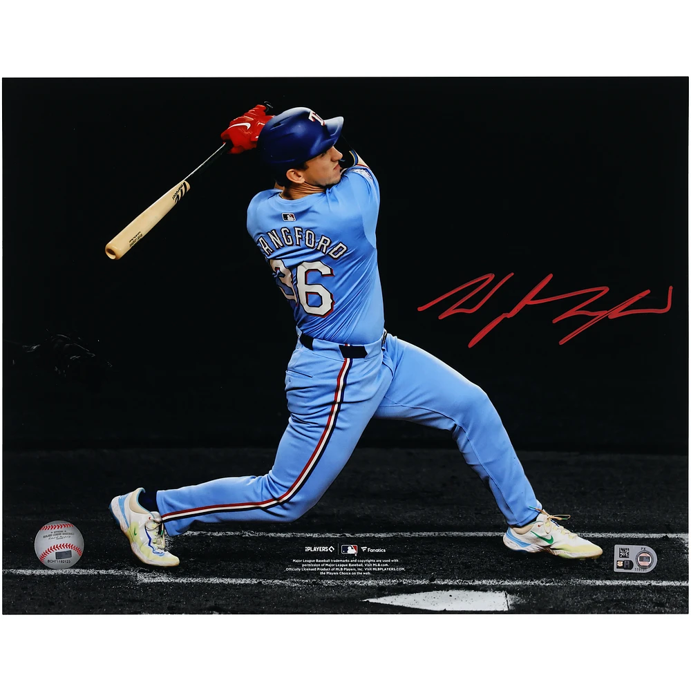 Wyatt Langford Texas Rangers Autographed 11" x 14" Home Run Spotlight Photograph
