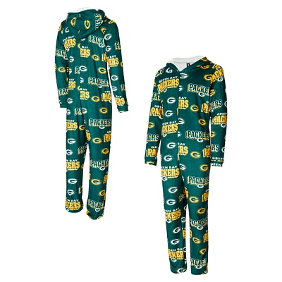 Women's Concepts Sport Green Bay Packers Roadway Allover Print Microfleece Full-Zip Union Suit