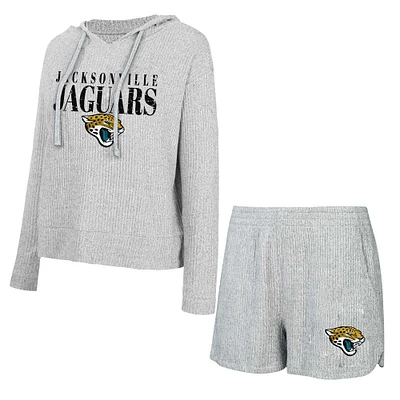 Women's Concepts Sport Gray Jacksonville Jaguars Juniper Long Sleeve Hoodie Top & Shorts Set