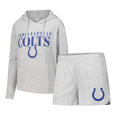 Women's Concepts Sport Gray Indianapolis Colts Juniper Long Sleeve Hoodie Top & Shorts Set