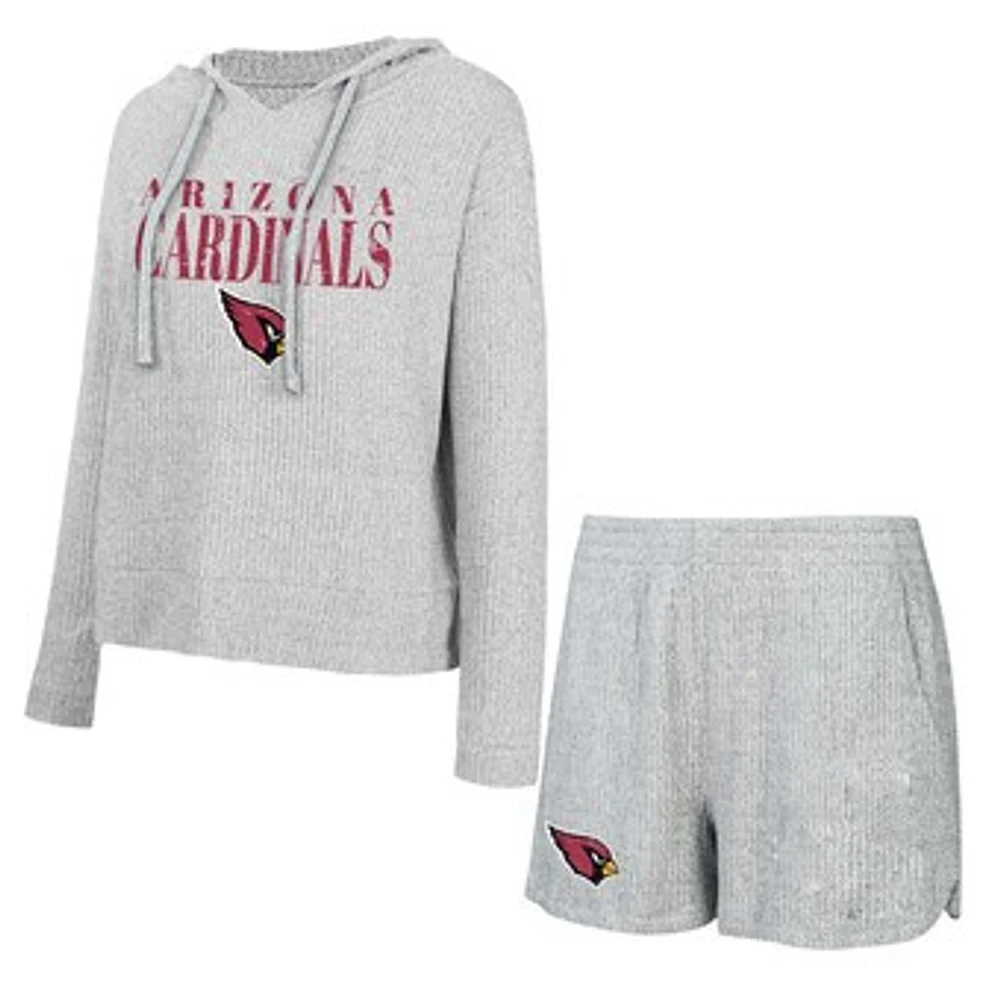 Women's Concepts Sport Gray Arizona Cardinals Juniper Long Sleeve Hoodie Top & Shorts Set