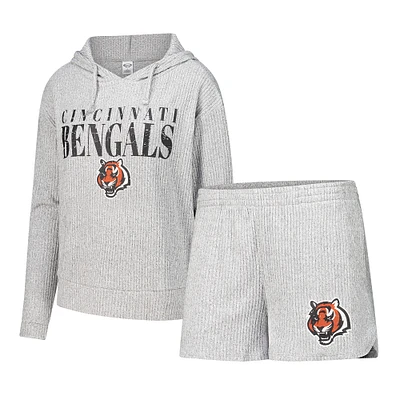 Women's Concepts Sport Gray Cincinnati Bengals Juniper Long Sleeve Hoodie Top & Shorts Set