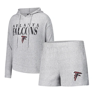 Women's Concepts Sport Gray Atlanta Falcons Juniper Long Sleeve Hoodie Top & Shorts Set