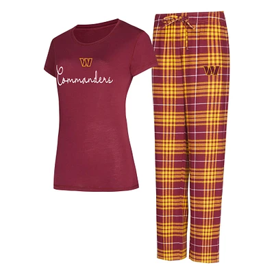 Women's Concepts Sport Washington Commanders Vector Top & Flannel Pants Sleep Set