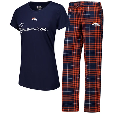 Women's Concepts Sport Denver Broncos Vector Top & Flannel Pants Sleep Set