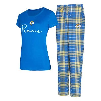 Women's Concepts Sport Los Angeles Rams Vector Top & Flannel Pants Sleep Set