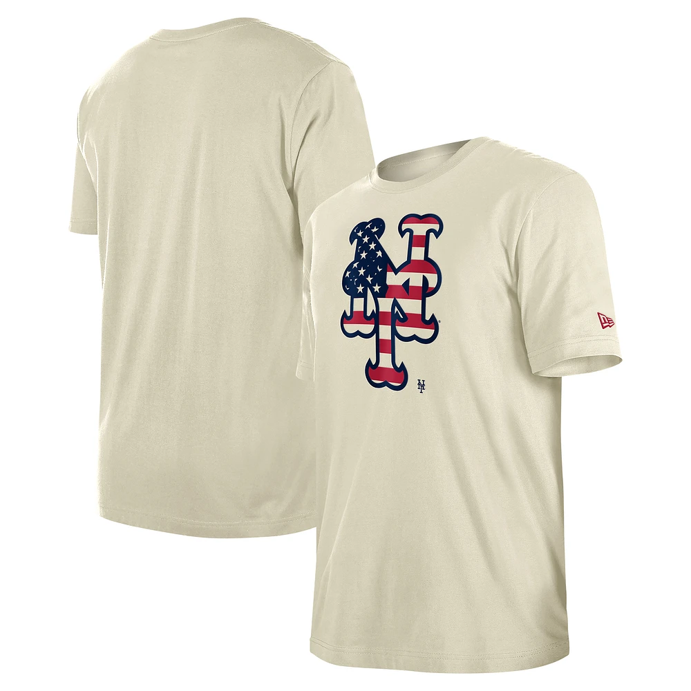 Men's New Era Cream New York Mets Americana Flag Fill T-Shirt