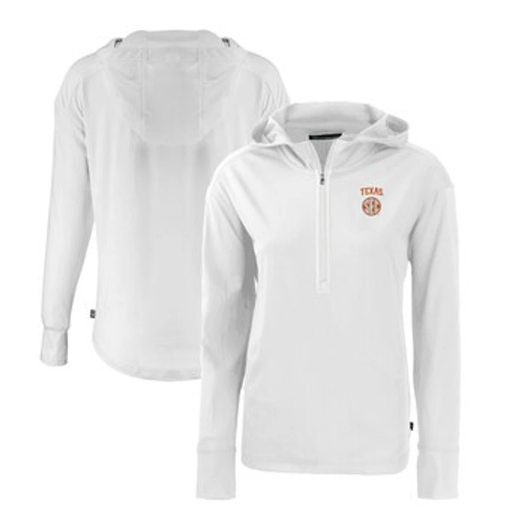 Women's Cutter & Buck White Texas Longhorns SEC Daybreak Eco Recycled Half-Zip Hoodie