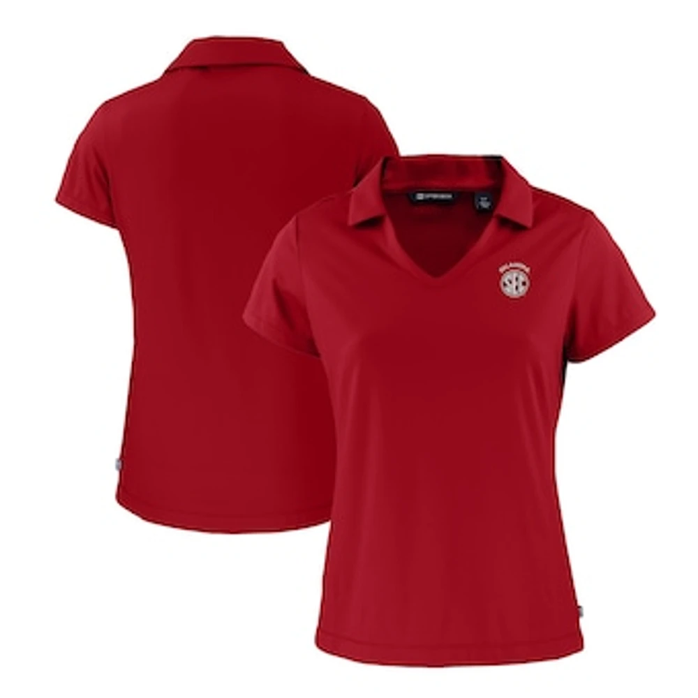 Women's Cutter & Buck Crimson Oklahoma Sooners SEC Daybreak Eco Recycled V-Neck Polo