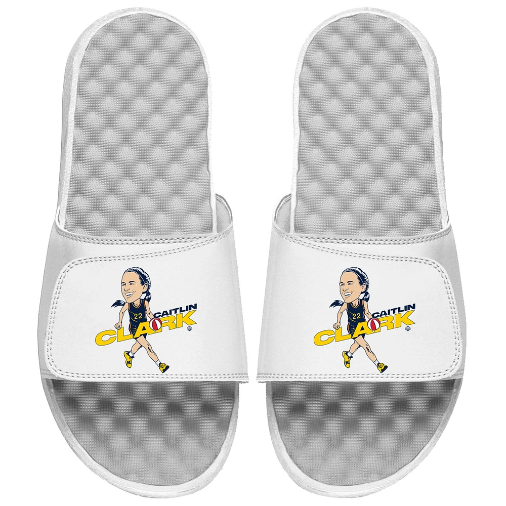 Unisex ISlide Caitlin Clark White Indiana Fever Caricature Slide Sandals